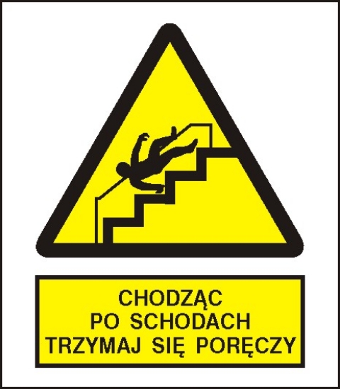 Ostrzeżenie przed niebezpieczeństwem upadku na schodach